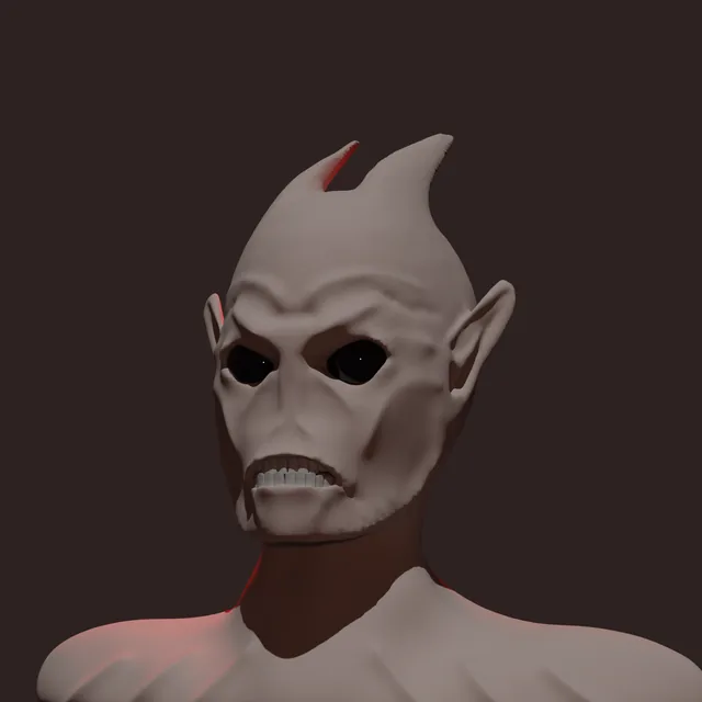 Demon character bust sculpted in Blender