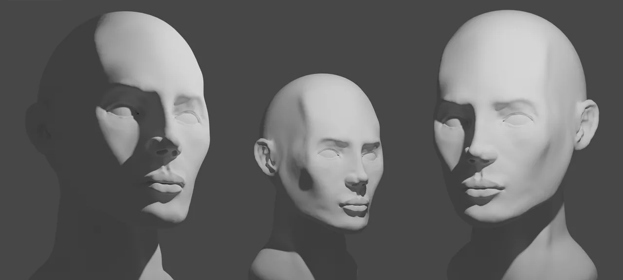 Sculpt progress reel showing one model at several stages from blockout to final render