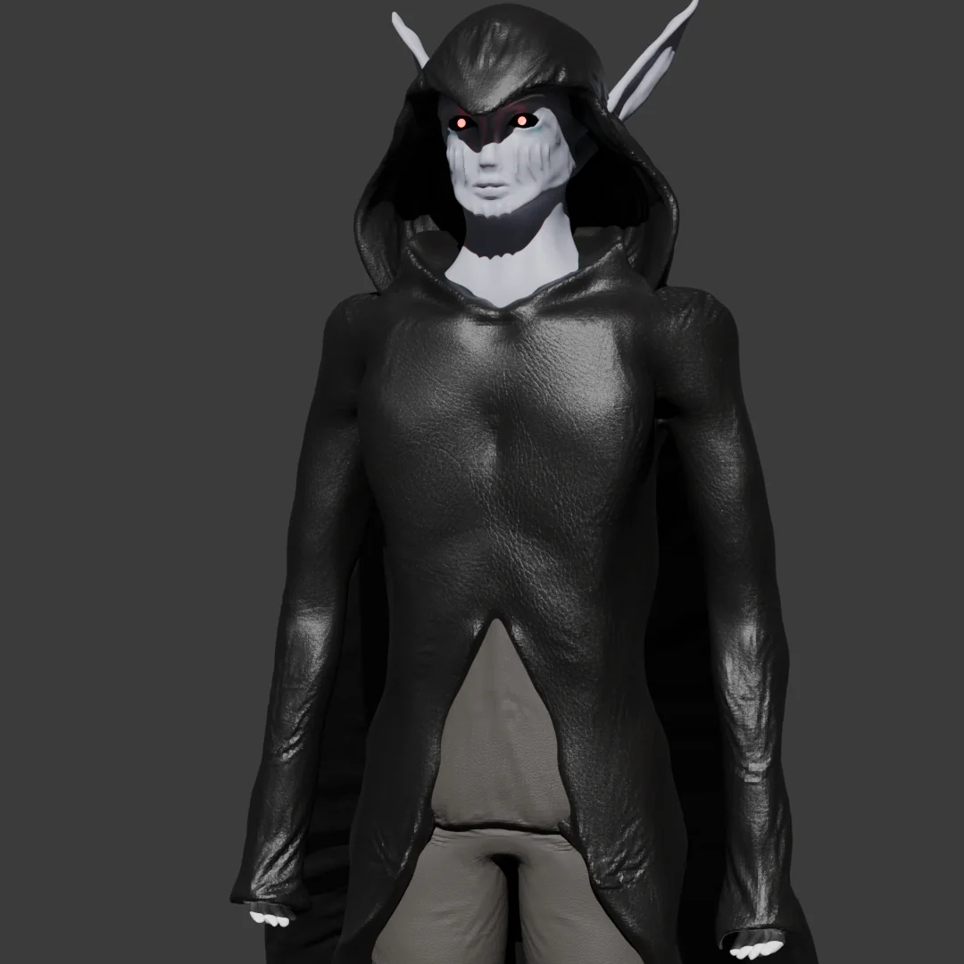 Alien creature sculpt, full body front view, rendered in Blender